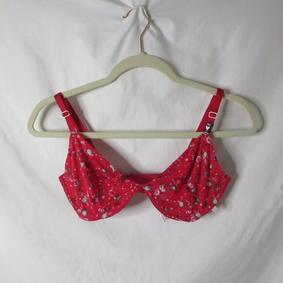 Victoria's Secret Bra Red Floral Demi Unlined Underwire Convertible Size 34D NWT - Picture 4 of 12